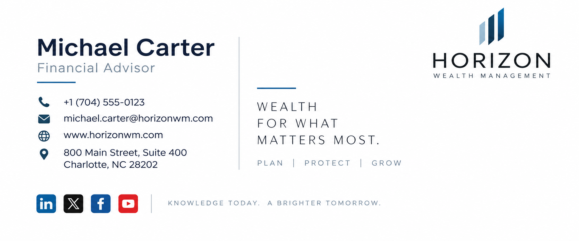 Horizon Wealth Management email signature preview